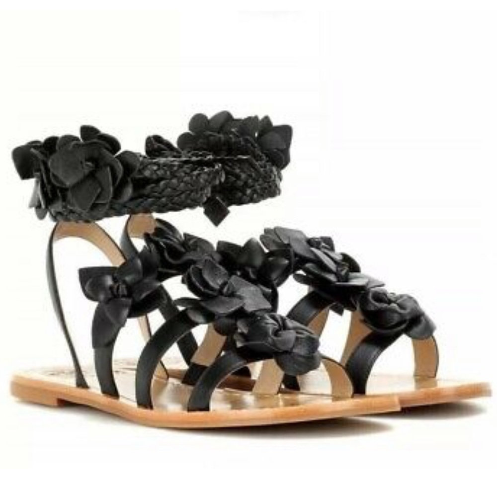 NWOT Tory  Burch Black Blossom Gladiator Sandals